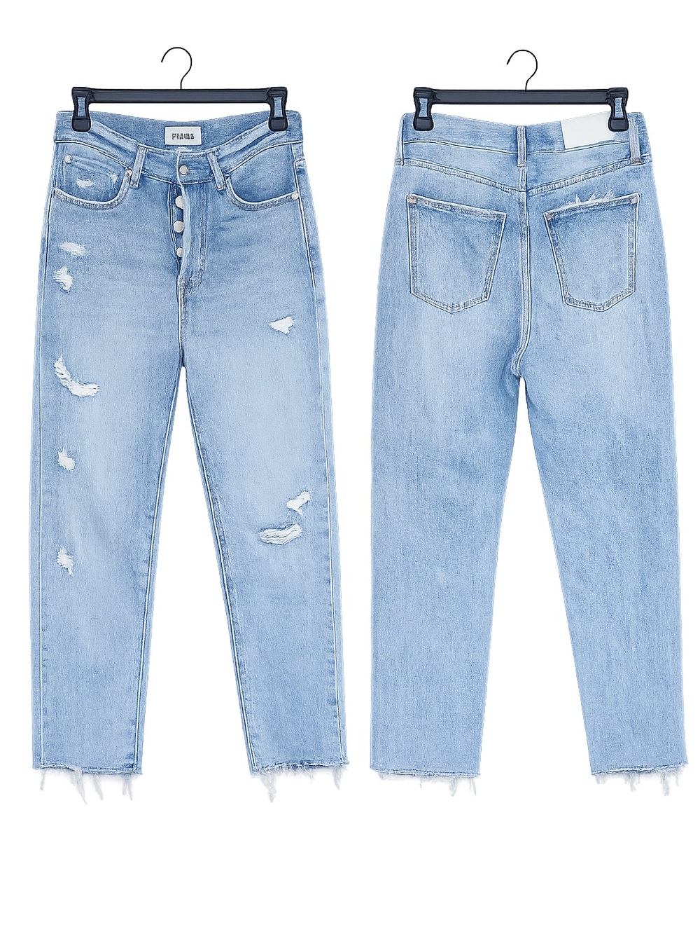 Pistola Distressed High Rise Straight Crop Jeans Button Fly Lightwash | Size 28